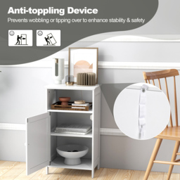 Costway White Single Door Single Shelf Side Cabinet - Size: 40 x 30 x 70cm - Wilko - thumbnail 7