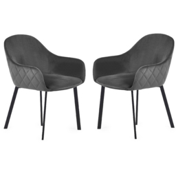 Julian Bowen Lima Set of 2 Grey Velvet Diamond Stitch Dining Chair - Wilko - thumbnail 3