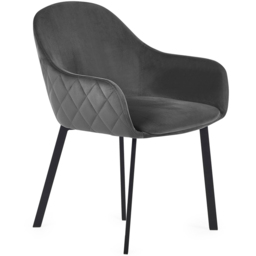 Julian Bowen Lima Set of 2 Grey Velvet Diamond Stitch Dining Chair - Wilko - thumbnail 4