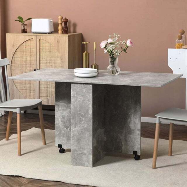 Portland Drop Leaf Dining Table Cement Grey - Size: 4 Seater - Wilko - image 1