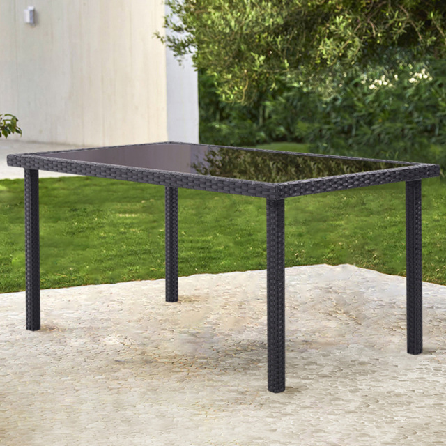 Living and Home 6 Seater Rectangle Rattan Table Black - Wilko - image 1