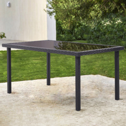 Living and Home 6 Seater Rectangle Rattan Table Black - Wilko - thumbnail 1