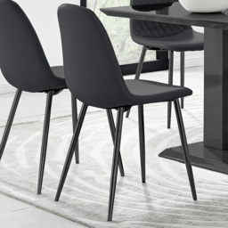 Furniturebox Molini Solara 6 Seater Dining Set Black Gloss - Wilko - thumbnail 5