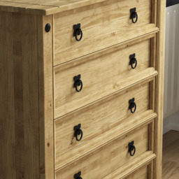 Vida Designs Corona 5 Drawer Rustic Pine Chest of Drawers - Brown - Wilko - thumbnail 5