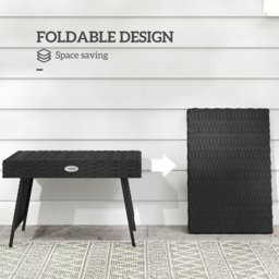 Outsunny Black Rattan Steel Frame Foldable Outdoor Coffee Table - Size: 41 x 41 x 60cm - Wilko - thumbnail 7