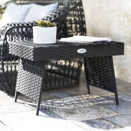 Outsunny Black Rattan Steel Frame Foldable Outdoor Coffee Table - Size: 41 x 41 x 60cm - Wilko - thumbnail 5