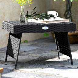 Outsunny Black Rattan Steel Frame Foldable Outdoor Coffee Table - Size: 41 x 41 x 60cm - Wilko