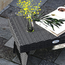 Outsunny Black Rattan Steel Frame Foldable Outdoor Coffee Table - Size: 41 x 41 x 60cm - Wilko - thumbnail 4