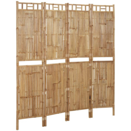 vidaXL Bamboo 4 Panel Room Divider 160 x 180cm - Size: 4 Panels - Brown - Wilko