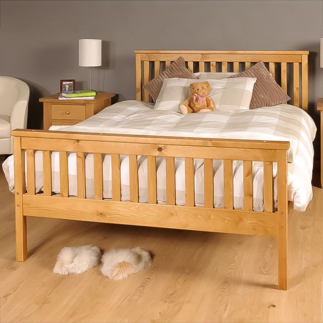 Brooklyn King Size Caramel Wooden Bed Frame - Cream - Wilko - image 1