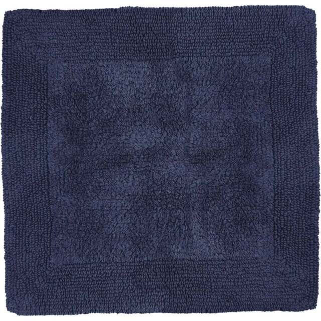Allure Bath Fashions Elegance Navy Reversible Square Bath Mat 55 x 55cm - Size: 53 x 55cm - Blue - Wilko - image 1