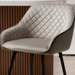 Savanna Mink Brushed Velvet Bar Stool Set of 2 - Size: 54 x 52 x 96cm - Brown - Wilko - thumbnail 3
