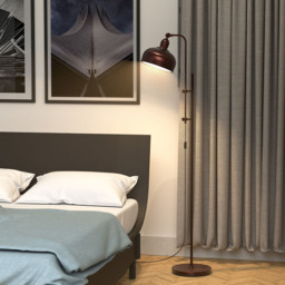 Costway Height Adjustable Industrial Floor Lamp - Size: 82 x 43 x 30cm - Brown - Wilko - thumbnail 3
