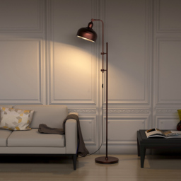 Costway Height Adjustable Industrial Floor Lamp - Size: 82 x 43 x 30cm - Brown - Wilko - thumbnail 5