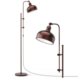 Costway Height Adjustable Industrial Floor Lamp - Size: 82 x 43 x 30cm - Brown - Wilko - thumbnail 4