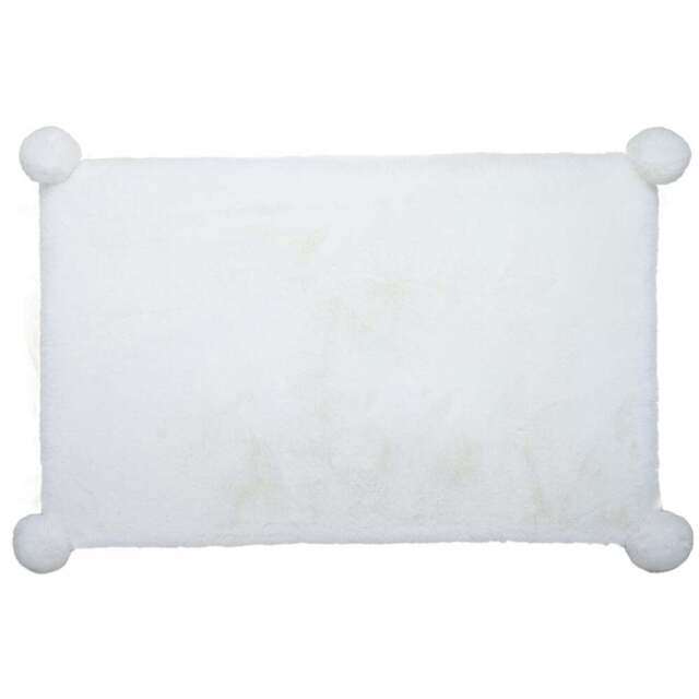 Luxury Rabbit Fur Pom Rug - White - Wilko - image 1