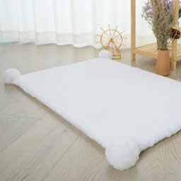 Luxury Rabbit Fur Pom Rug - White - Wilko - thumbnail 4
