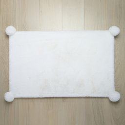 Luxury Rabbit Fur Pom Rug - White - Wilko - thumbnail 3