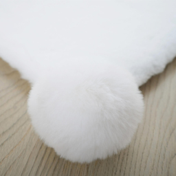 Luxury Rabbit Fur Pom Rug - White - Wilko - thumbnail 7