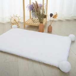 Luxury Rabbit Fur Pom Rug - White - Wilko - thumbnail 5