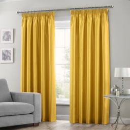 Intimates Faux Silk Ochre Curtains 229 x 229cm - Size: W 229 x D 229cm - Yellow - Wilko