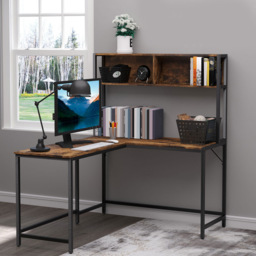 Portland Industrial L-Shaped Desk Brown - Size: 140 x 125 x 149cm - Wilko - thumbnail 6