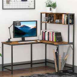Portland Industrial L-Shaped Desk Brown - Size: 140 x 125 x 149cm - Wilko