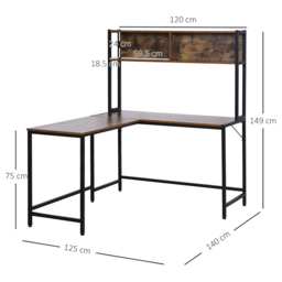 Portland Industrial L-Shaped Desk Brown - Size: 140 x 125 x 149cm - Wilko - thumbnail 7