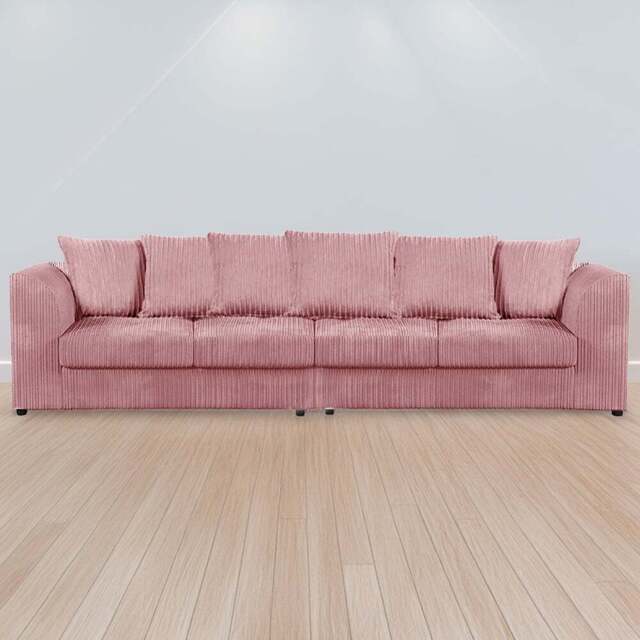 Luxor 4 Seater Pink Jumbo Cord Scatter Back Sofa - Wilko - image 1