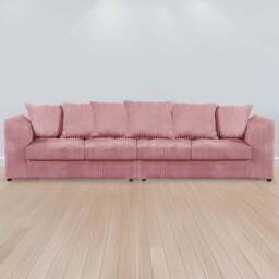 Luxor 4 Seater Pink Jumbo Cord Scatter Back Sofa - Wilko - thumbnail 1