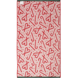Candy Cane and Heart Towel Red 125cm - Wilko - thumbnail 3