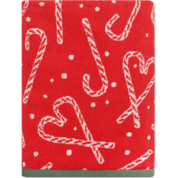 Candy Cane and Heart Towel Red 125cm - Wilko - thumbnail 4