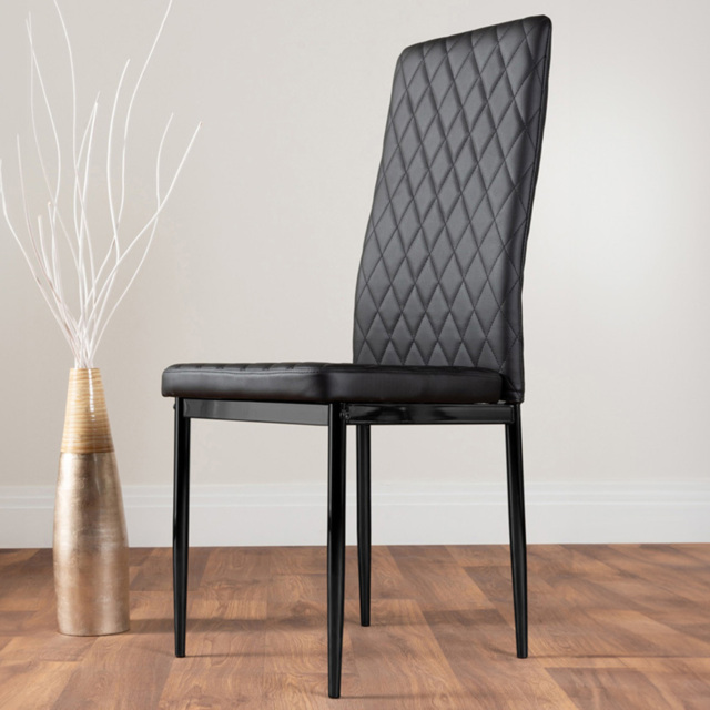 Furniturebox Valera Set of 4 Black Faux Leather Dining Chair - Wilko - image 1