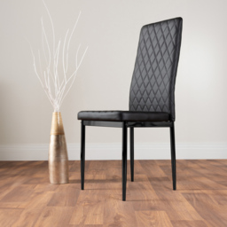 Furniturebox Valera Set of 4 Black Faux Leather Dining Chair - Wilko - thumbnail 6