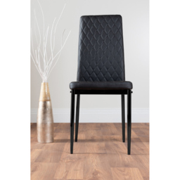 Furniturebox Valera Set of 4 Black Faux Leather Dining Chair - Wilko - thumbnail 3