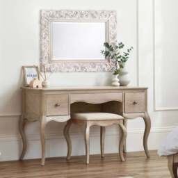 Julian Bowen Camille 2 Drawer Dressing Table Set - Size: 75 x 130 x 45cm - Brown - Wilko