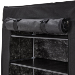 H&O Direct 9 Shelf Black Shoe Cabinet with Roll Up Door and Side Pocket - Size: 160 x 60 x 30cm - Wilko - thumbnail 4