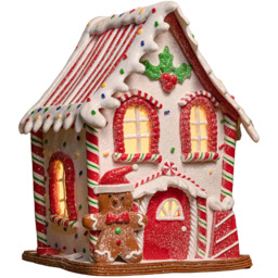 Samuel Alexander Light Up Gingerbread Candy Cabin Christmas Decoration 20cm - Size: 20 x 15 x 15cm - Multi - Wilko