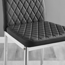 Furniturebox Valera Black and Silver Faux Leather Bar Stool Set of 2 - Wilko - thumbnail 4