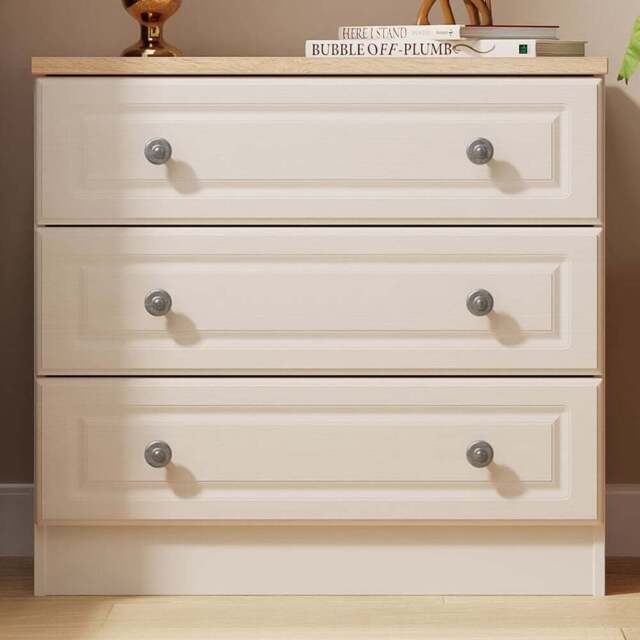 Crowndale Norfolk 3 Drawer Kashmir Ash and Bardolino Oak Chest of Drawers Ready Assembled - Kashmir Ash & Bardolino Oak - Wilko - image 1
