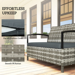 Outsunny 2 Seater Dark Grey PE Rattan Garden Storage Bench - Size: 82 x 123 x 70cm - Wilko - thumbnail 4