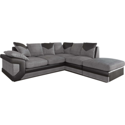 Portland Dino Black and Grey Right Hand Corner Sofa with Footstool - Size: 4 Seater - Wilko - thumbnail 3