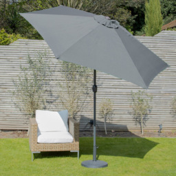 GardenKraft Charcoal 6 Ribs Crank and Tilt Parasol 2.7m - Grey - Wilko - thumbnail 3