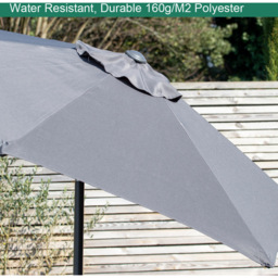 GardenKraft Charcoal 6 Ribs Crank and Tilt Parasol 2.7m - Grey - Wilko - thumbnail 5
