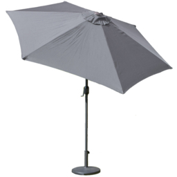 GardenKraft Charcoal 6 Ribs Crank and Tilt Parasol 2.7m - Grey - Wilko