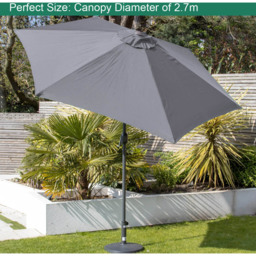 GardenKraft Charcoal 6 Ribs Crank and Tilt Parasol 2.7m - Grey - Wilko - thumbnail 4