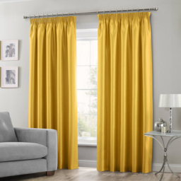 Intimates Faux Silk Ochre Curtains 168 x 137cm - Size: W 168 x D 137cm - Yellow - Wilko