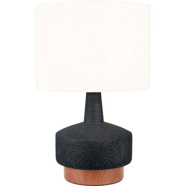Pacific Lifestyle Elio Black and Wood Effect Textured Ceramic Table Lamp - Wilko - image 1