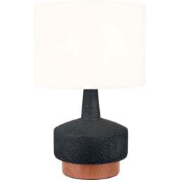 Pacific Lifestyle Elio Black and Wood Effect Textured Ceramic Table Lamp - Wilko
