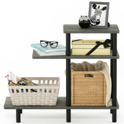 Walplus 2 Shelf French Oak Grey and Black Turn-N-Tube Side Table - Size: 29.49 x 65.1 x 80.01cm - Wilko - thumbnail 6